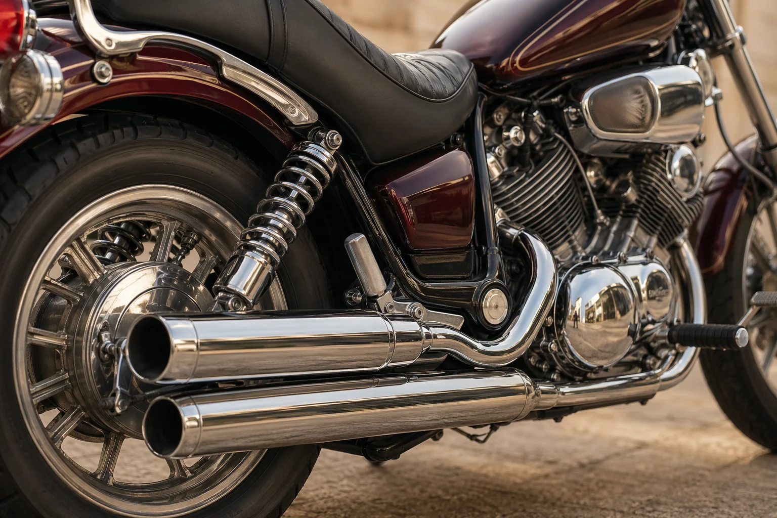 Chrom i wydechy Yamaha Virago 750