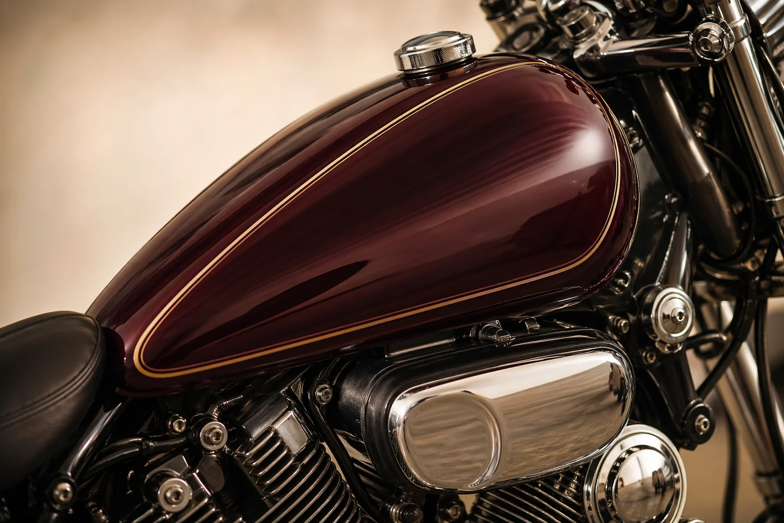 Burgundowy bak Yamaha Virago 750